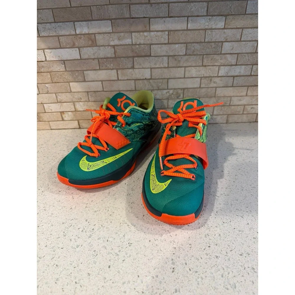 Nike KD 7 Easter Basketball Shoes Youth Size 7Y Teal Orange Kevin Durant Sneaker